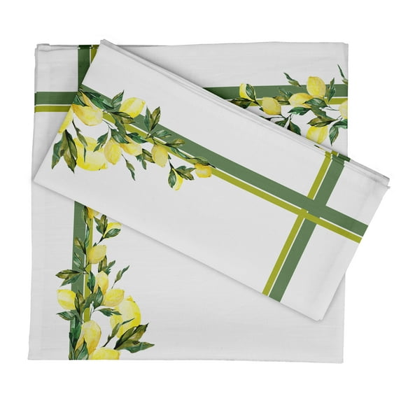 Vargottam Luxury Collection Dinner Table Linen Dcor Cotton Napkin Printed Fabric Reusable Napkins Set Of 12, 20 X 20 - Lemon
