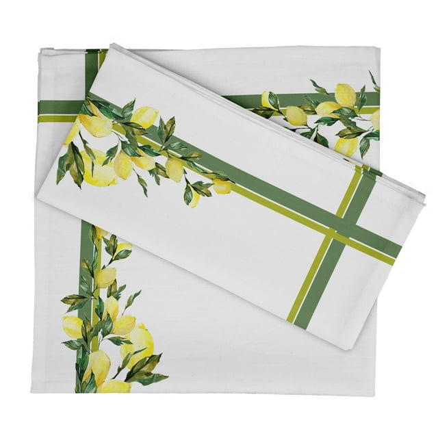 Vargottam Luxury Collection Dinner Table Linen Dcor Cotton Napkin Printed Fabric Reusable Napkins Set Of 6, 20 X 20 - Lemon