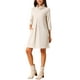 thumbnail image 4 of Vestido de punto para mujer INSPIRE CHIC con mangas 3/4, suelto, cuello de tortuga, suéter de otoño e invierno, vestido mini con bolsillos XL beige, 4 of 6