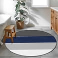 thumbnail image 3 of Round Rugs 4Ft, Navy Blue Grey Striped Round Area Rug Washable Indoor Throw Carpet, Farmhouse Modern Soft Non Slip Circle Rug for Kitchen Nursery Room Home Decor Aesthetic, 3 of 8