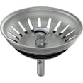 thumbnail image 1 of El colador de fregadero de cocina de acero inoxidable funciona como colador para atrapar restos de comida y como tapón para llenar los fregaderos de agua., 1 of 5