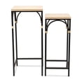 thumbnail image 6 of Claudette Set of 2 Rattan Accented Wood & Metal Square Side Tables, 6 of 8