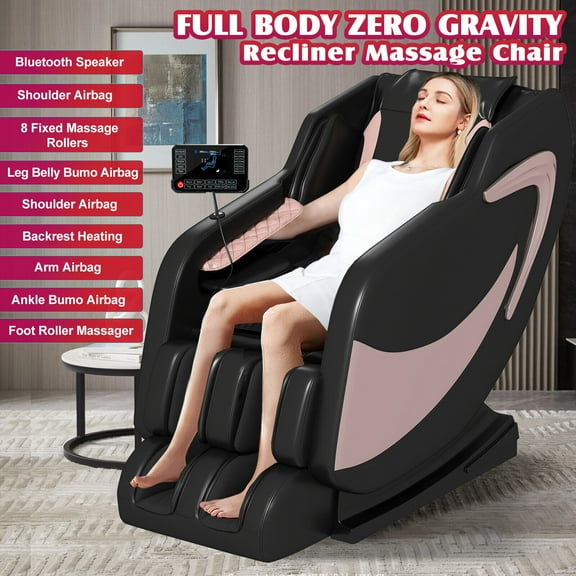 Artist Hand Full Body Zero Gravity Black Shiatsu Recliner Massage Chair with Adjustable Heat for Lower Back & Upper Legs, 5 Modes, Bluetooth Speakers