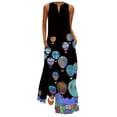 thumbnail image 1 of Robes d'Été pour Femmes Robe Maxi Sans Manches à Imprimé Col en V Robe de Soirée d'Été avec Poches, 1 of 1