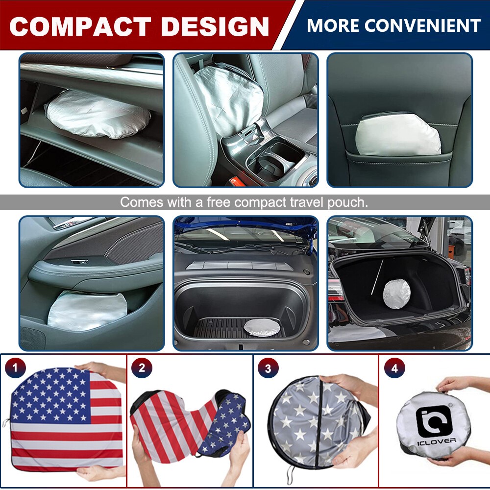 ASTRAEA Foldable Car Window Sunshade with American Flag photo 7