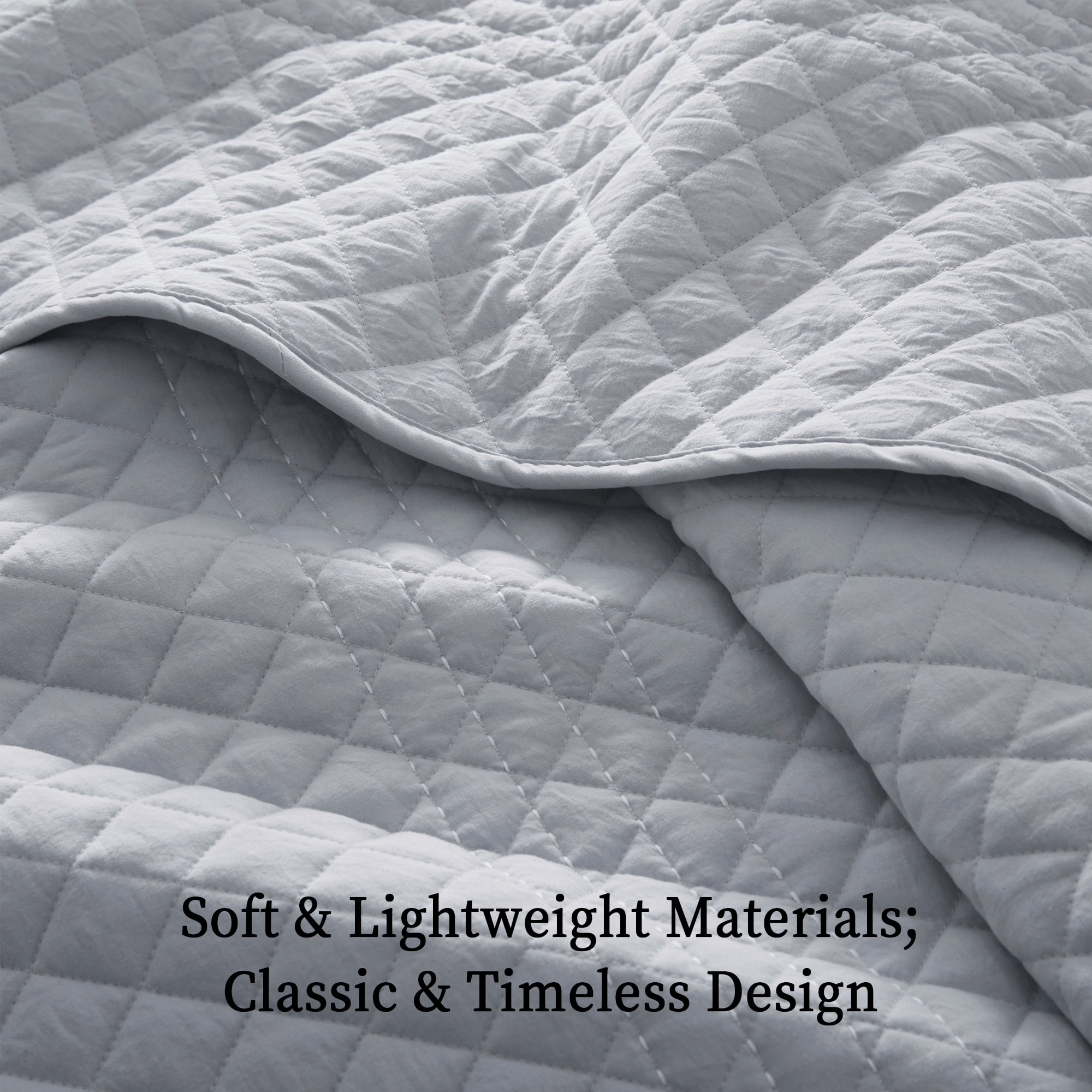 Bonlino Farmhouse Quilt Oversized King Set, Lightweight Soft Striped Bedspread with 2 Pillow Shams (Grey, Oversized King)
