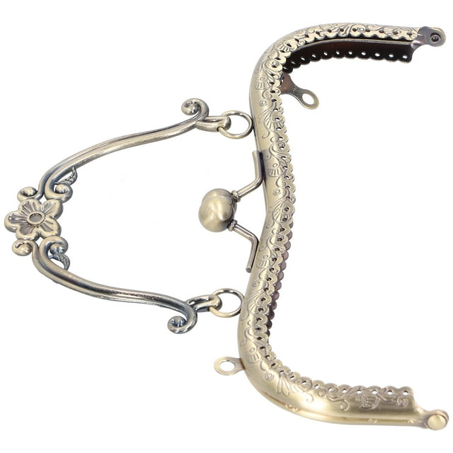Spptty Metal Purse Frame Kiss Clasp Lock Retro Embossed Handle Hardware Accessories 20.5cm,Kiss Clasp Lock,DIY Purse Frame