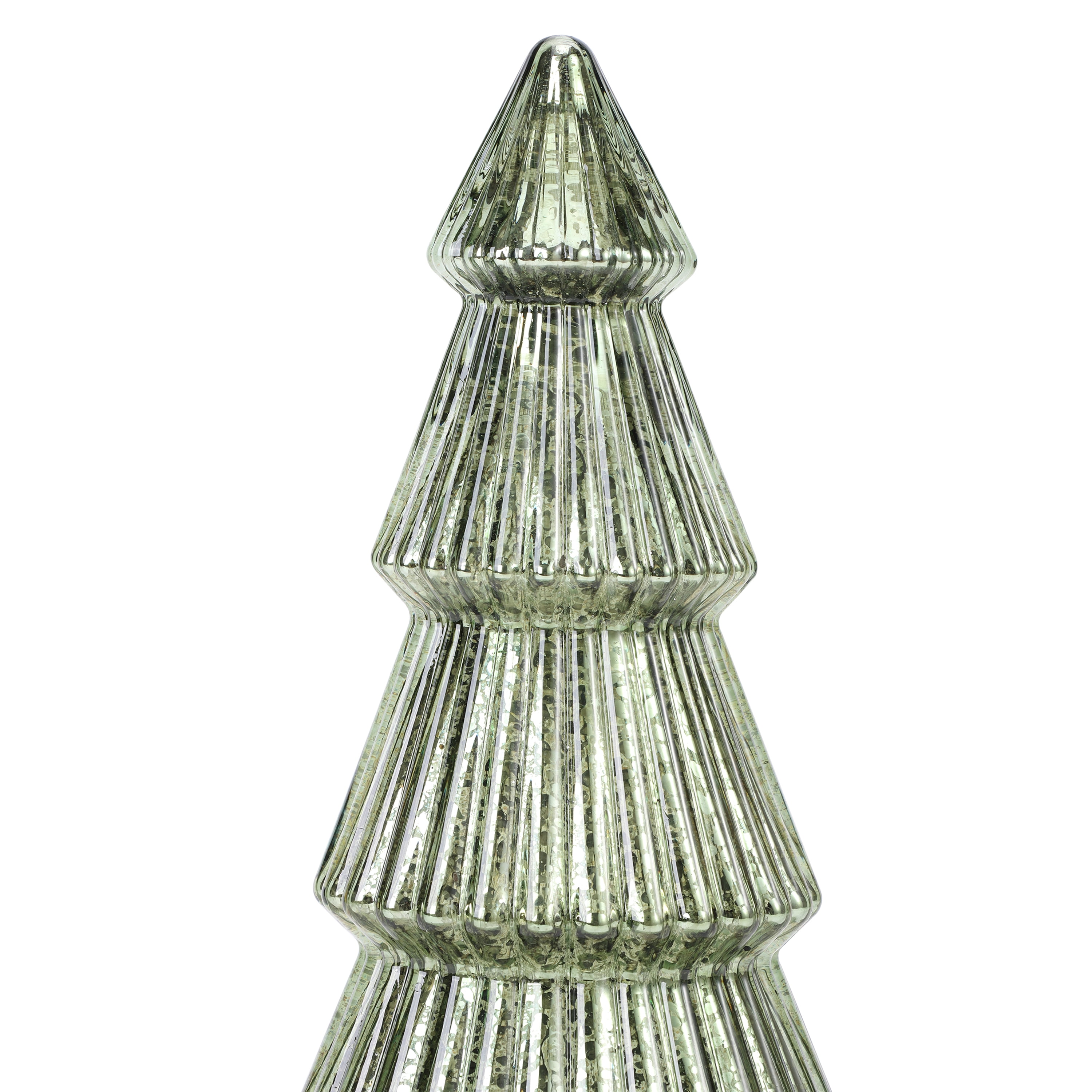 Better Homes & Gardens 12‘’  Decorative Tabletop Christmas Tree in Mercury Ribbed Green Glass, Large