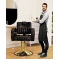 thumbnail image 5 of Baasha Ergonomic Gray and Gold Salon Chair with Comfortable Thickened Cushions, Heavy Duty Stylist Chair with Steel Frame, Stylish Hair Chair with Leather Upholstery, Weight Capacity 440 lbs, 5 of 8