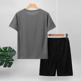 thumbnail image 4 of Bainana Boys Summer Casual Clothes Child Short Sleeve Tee And Matching Shorts Outfit Set Breathable Lightweight Big Boys Everyday Activewear Set Grey 14-15 Years, 4 of 7