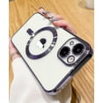 thumbnail image 2 of Magnetic Case for iPhone 15 Plus Case Clear Compatible with MagSafe Built-in Camera Lens Protector Soft Slim Shockproof Phone Case Cover for iPhone 15 Plus 6.7" - Purple, 2 of 12