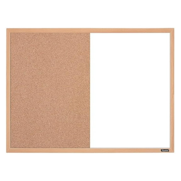 Combination Whiteboard & Corkboard, 23" x 17", Combo White Board & Cork Board, Oak Finish Frame (35-380402Q)
