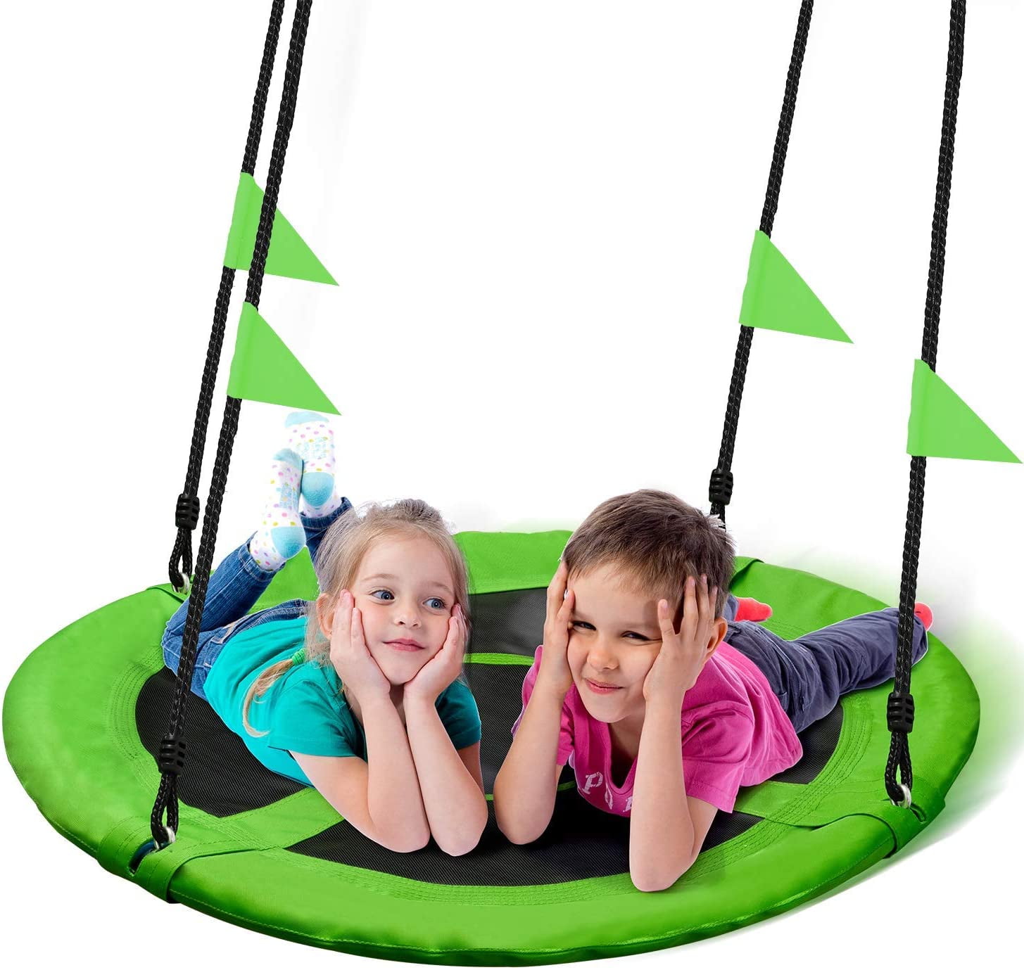 Swing Set Adjustable Multi-Strand Ropes,Great for Tree Backyard Easy to Install Playground 660 lbs Weight Capacity 40 Round Swing with Hanging Kit Saucer Tree Swing for Kids Indoor Outdoor 