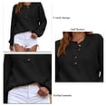thumbnail image 3 of Women Sweater V Neck Half Button Pullover Knit Top Ladies Long Sleeve Loose Casual Sweater Black XL, 3 of 4