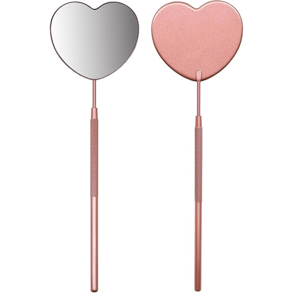 XIBUFE 2.2Inch Lovely Lash Mirror, Heart Shaped Eyelash Mirror | Detachable Stainless Steel Lash Supplies and Tool for Techs, Heart Shaped Lash Mirror (Pink)