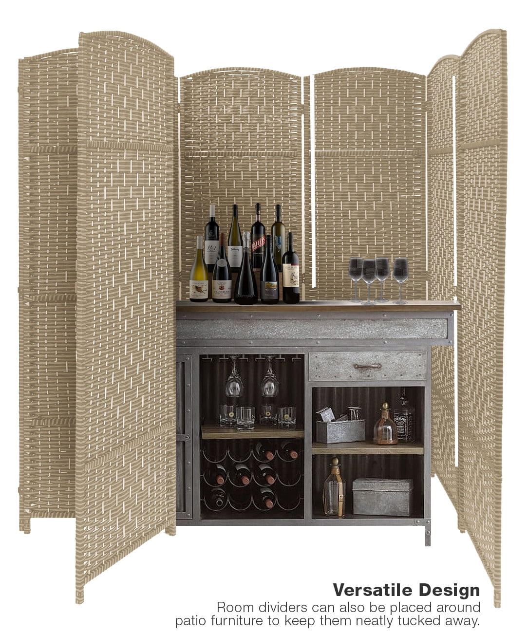 Sorbus 8 Panel Privacy Screen Room Divider: 6 ft. Tall, Extra Wide Hinged Panels, Double-Weaved