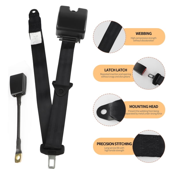 2-Pack Black Universal 3-Point Retractable Car Seat Belt – Heavy-Duty Shoulder Belt For Front Left/Right, 140 Inches Long