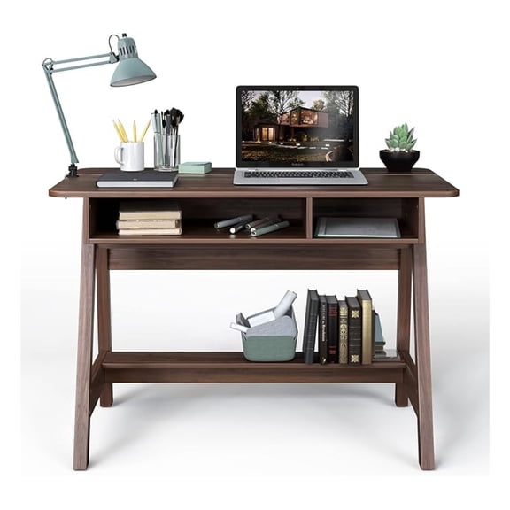 Writing Desk with Storage, Wooden Computer Table with Cabinet & Shelf, Student Desk for Small Spaces, Compact Work Desk for Home Office