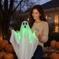 thumbnail image 7 of Light Up Green Ghost Halloween Yard Decoration, Glowing Outdoor Hanging Ghost Prop for Lawn Porch Garden Party, Spooky Holiday Decor for Nighttime Display Indoor Outdoor Scene Setup, 7 of 7