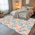 thumbnail image 5 of 8x10 Area Rugs Teal Orange Non-Skid Rubber Backing Large Rectangle Rugs - Living Room Bedroom Home Office, Modern Tie Dyeing Contemporary Abstract Art Indoor Floor Mat Carpets Washable Rug, 5 of 9