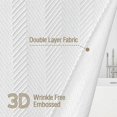 thumbnail image 2 of White Shower Curtain, 3D Embossed Textured Herringbone Fabric Modern Farmhouse Bathroom Decor Soft Cloth Curtain Set with Hooks, 72x72, 2 of 4