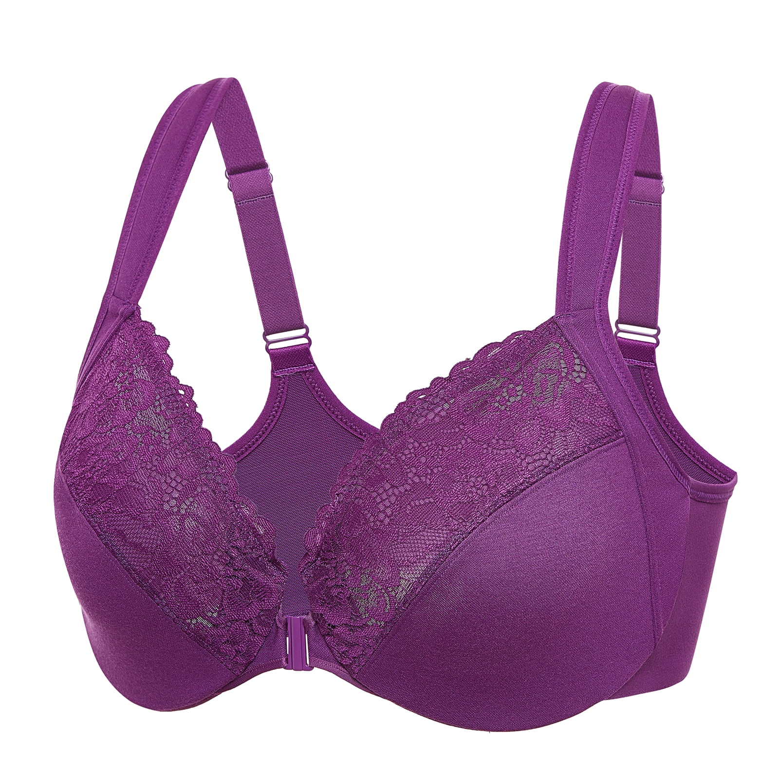 DELIMIRA Women's Front Closure Bras Plus Size Lace Full Coverage ...