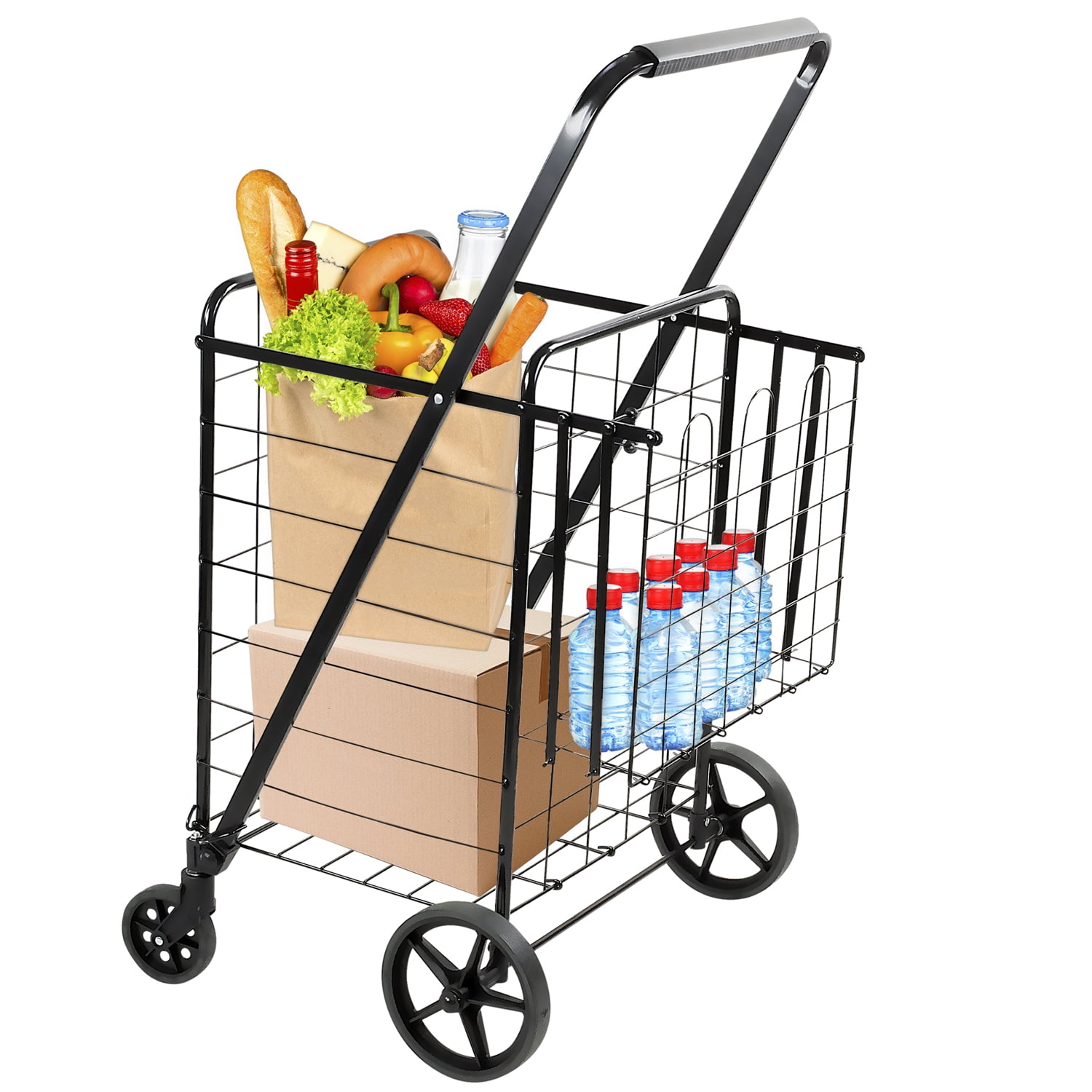 MountIt! Rolling Utility Shopping Cart for Groceries and Other