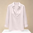 thumbnail image 6 of Tqcoqu Women's V-Neck Solid Color Blouse,Casual Loose Long Sleeve Button Down Linen Shirt top,White Women's S-XXL, 6 of 6