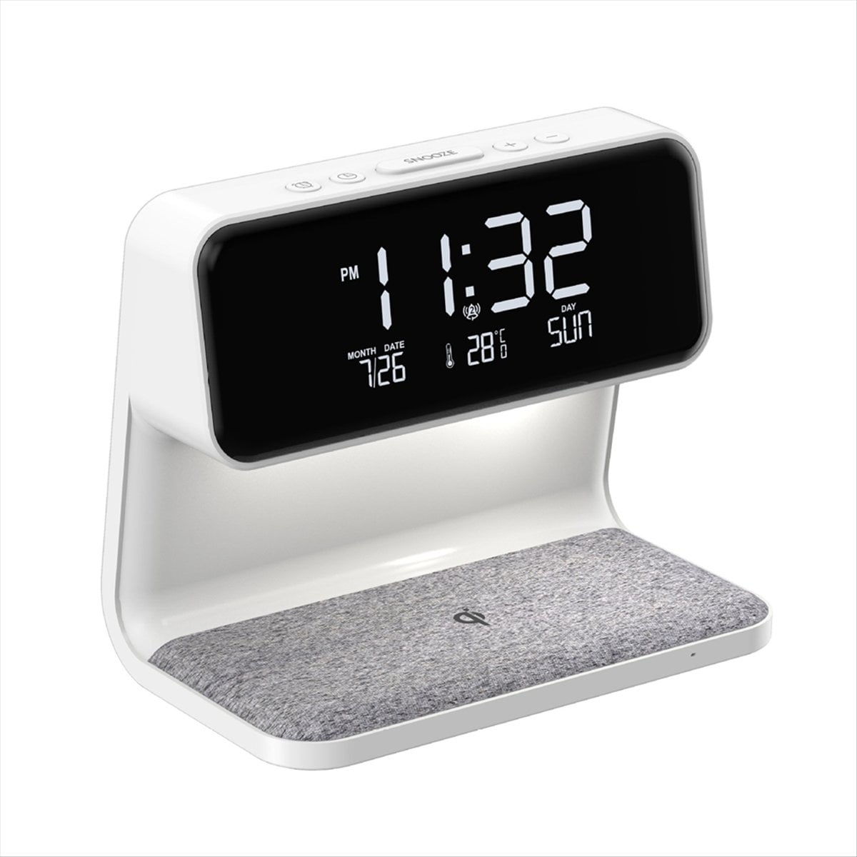Alarm Clock with Wireless Charging and Lights Dimmable Digtial Alarm Clock Charging Station for Bedroom, Bedside