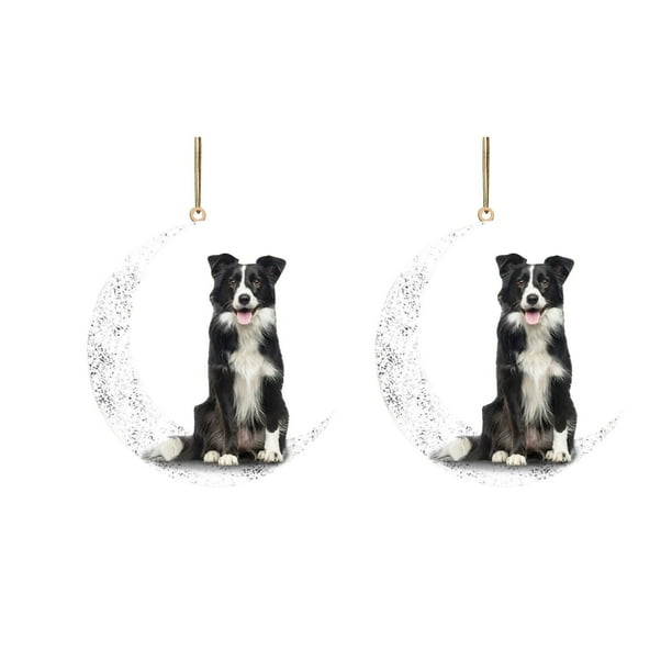 Xihbxyly En Venta Adorno de Navidad y Diseño de Perro En Forma de Siéntate En Hermoso Artefacto de Hierro para Amantes de Los Perros, 2 Piezas