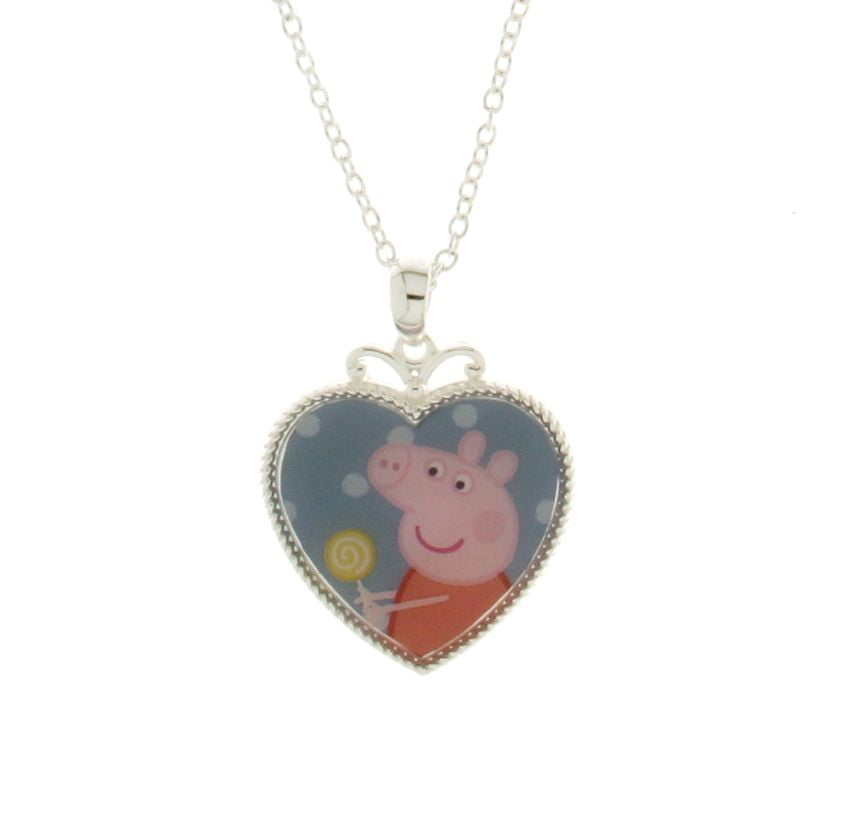 Peppa Pig Brass Heart Pendant 1" Pendant Necklace with 18" Chain