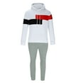 thumbnail image 3 of Admvng 2 Piece Sets for Men Color Blocked Hooded Sweatshirt Drawstring Pants Casual Outwear Set, Size M-3XL, 3 of 5