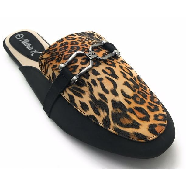 leopard print backless mules