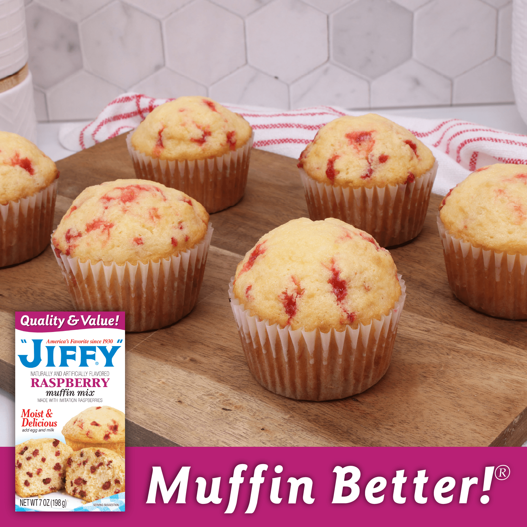 (2 pack) "JIFFY" Raspberry Muffin Mix, 7 oz Box