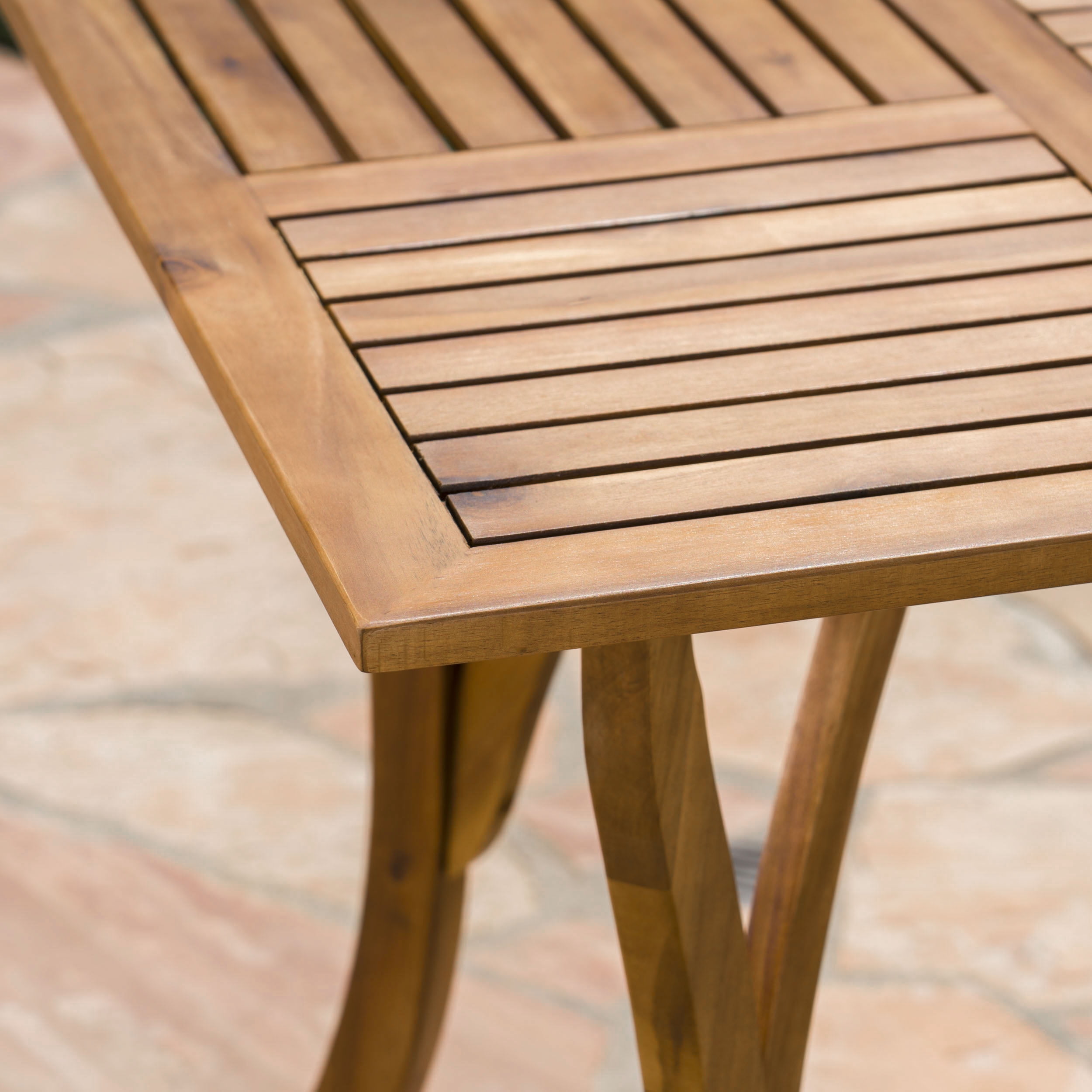 Outdoor 5 Piece Acacia Wood/ Wicker Dining Set, Teak,Multibrown