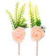 thumbnail image 5 of LOLIPPYY Wedding Flower Corsage Pink PE Metal for Men Groom Best Man 2Pcs 3.1x5.9x1.2in, 5 of 8