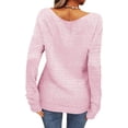 thumbnail image 4 of Women Autumn Winter Colorblock Pullover Sweaters Round Neck Striped Slim Fitting Knitwear Tops, 4 of 9
