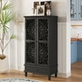 thumbnail image 6 of Atumcto 55" Tall Storage Cabinet with 2 Doors & Drawer, Vintage Carved Wood Accent Cabinet with Solid Wood Legs, Stylish Storage Solution for Living Room, Entryway, Dining Room, Black, 6 of 17