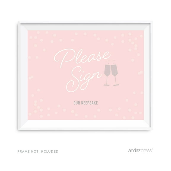 Koyal Wholesale Blush Pink & Gray Sign Our Keepsake Wedding Party Sign 8.5x11