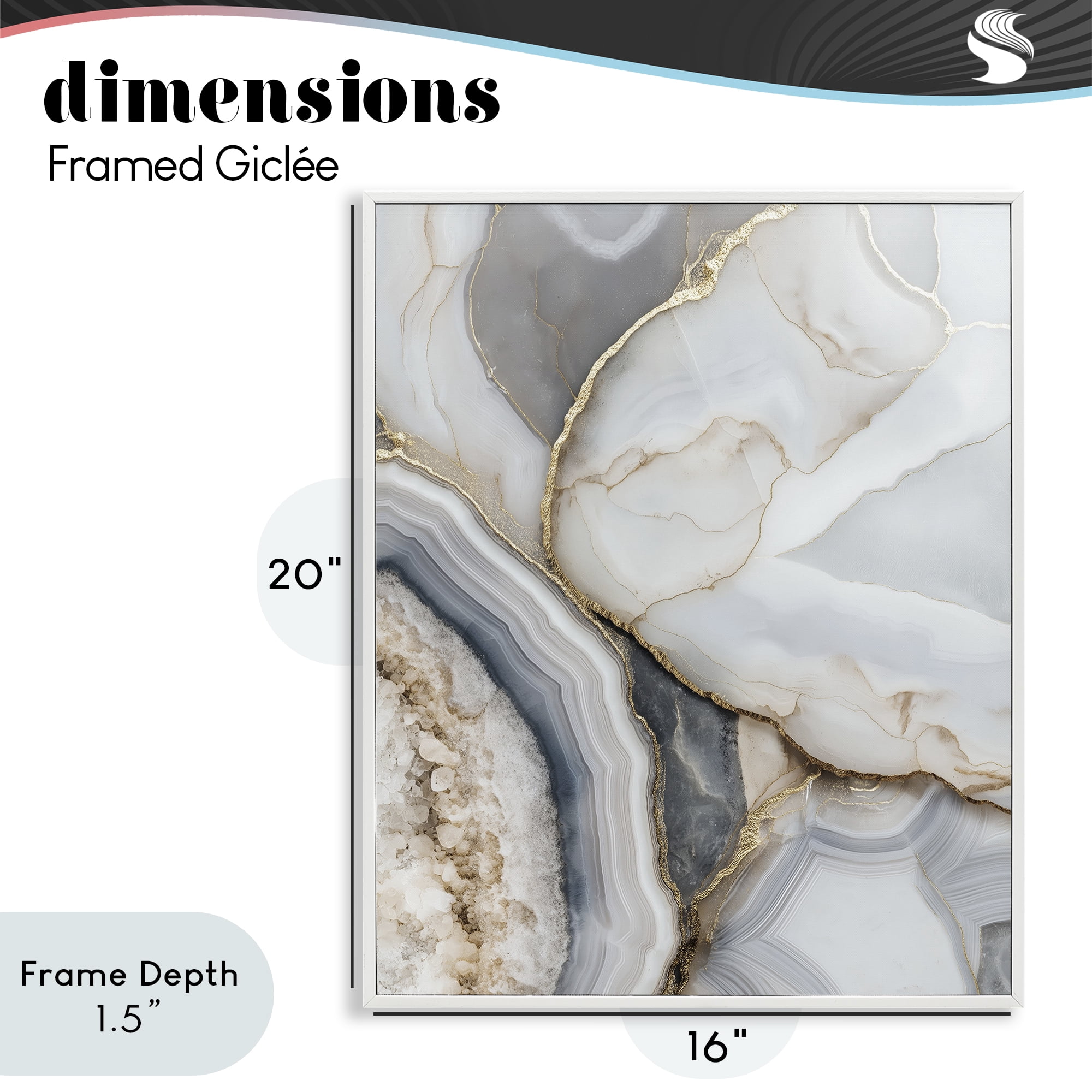 Stupell Industries Mineral Elegance Granite White Framed Giclee Art, design by Svetlana Aleynikova