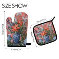thumbnail image 2 of Yayeee Oven Mitts and Pot Holder Set of 2 Heat Resistant Kitchen Gloves Baking Hot Pad, Orange Vibrant Flowers, 2 of 5