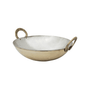 Brass Kadai With Kalai Work 2.08kg, brass bowl with handles, brass karahi bowl, kadhai bowl, kadai bowl, Brass Kitchen Utensil