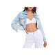 thumbnail image 1 of SAYOO - Abrigo corto para mujer, manga larga/sin mangas con borlas decorativas, chaqueta corta con botones, estilo casual de calle, prendas de vestir exteriores SAYOO  XS S M L, 1 of 6