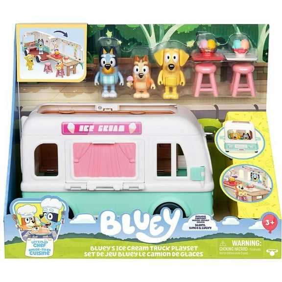 Bluey's Ice Cream Truck Transforming Playset (Includes Bluey, Bingo & Lucky!)