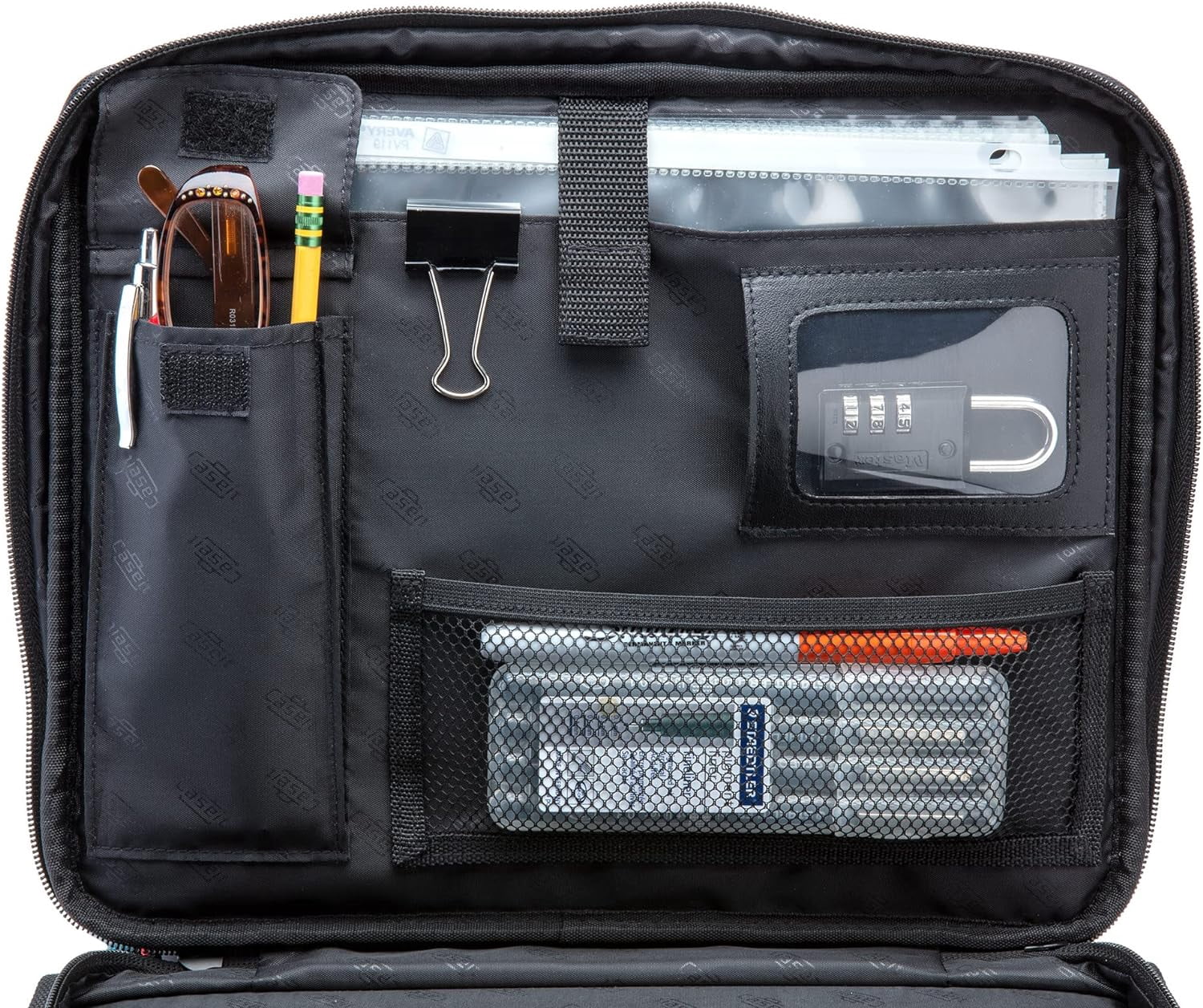 Case-It 2 Inch 3 D-Ring Zipper Binder with Padded Laptop Case Workstation, Shoulder Strap, LT-117, Black