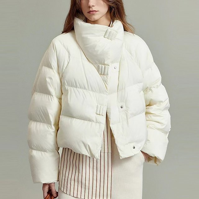 UPPADA Quilted Puffer Jacket for Womens Oversized Cropped Puffy Quilted Winter Jackets Coat with Pockets Ladies Fall Jackets,Woman Coat for Winter Beige,L