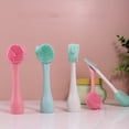 thumbnail image 4 of Biplut 1 Set Facial Washing Brush Skin-friendly Portable Easy to Use Double-sided Face Care Clean Facial Silicone Brush for Women (Pink White Type 2), 4 of 13