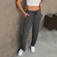 thumbnail image 2 of YuYuBao Women Pants Solid Color Loose High Waist Casual Athletic Soft Jogger Pants With Pockets Trousers, 2 of 7