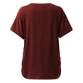 thumbnail image 6 of TXGREN t shirts for women Short Sleeves V Neck Plain Color Soft Loose Fitting Summer T Shirts Women women's t-shirts Wine+L, 6 of 6