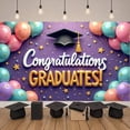 thumbnail image 3 of Colorful Balloons Graduation Banner Gold Stars Graduate Backdrop Purple Background Tassel Detail Grad Ceremony Background for Graduation Party College Graduation High School Ceremony, 3 of 5